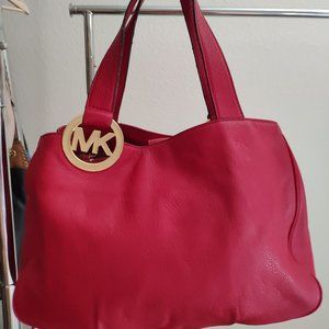 Michael Kors large red leather hobo bag, shoulder bag, purse